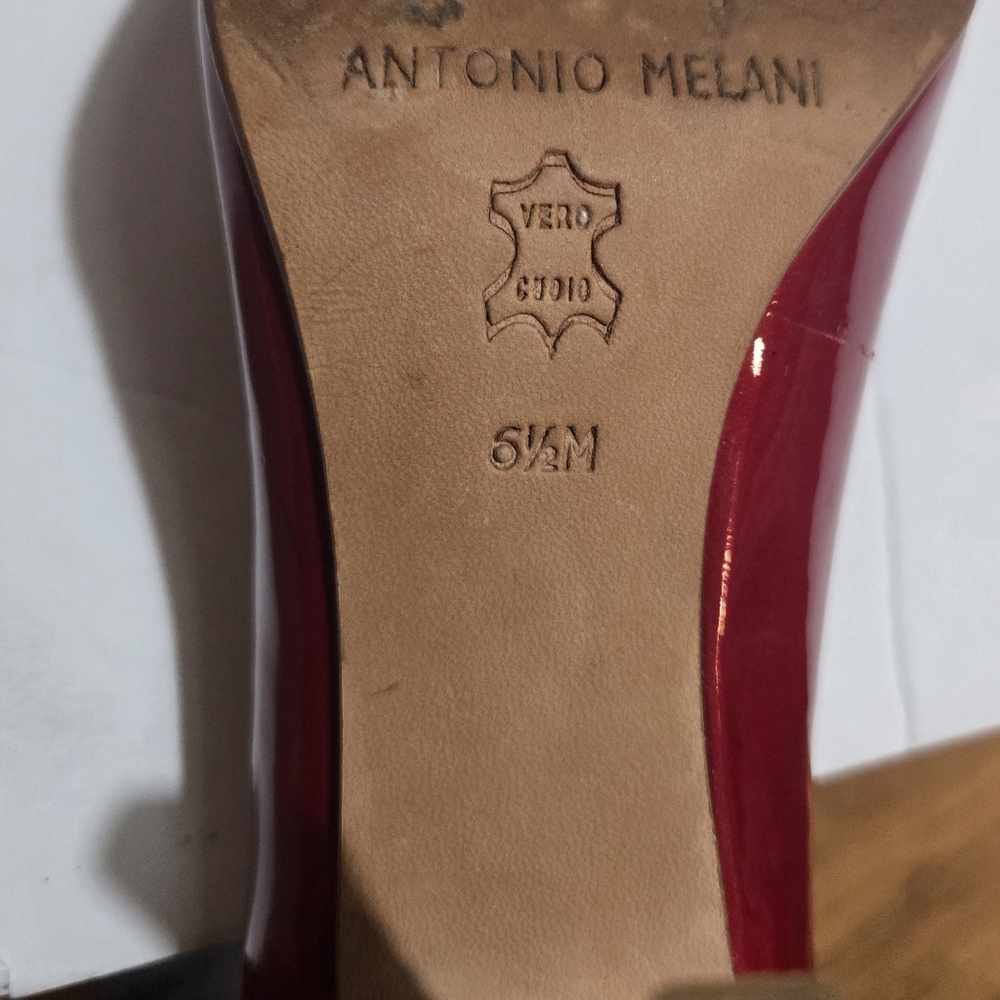 ANTONIO MELANI, Elegant Red Peep-Toe Heels.Size 6.5 M - Picture 7 of 7
